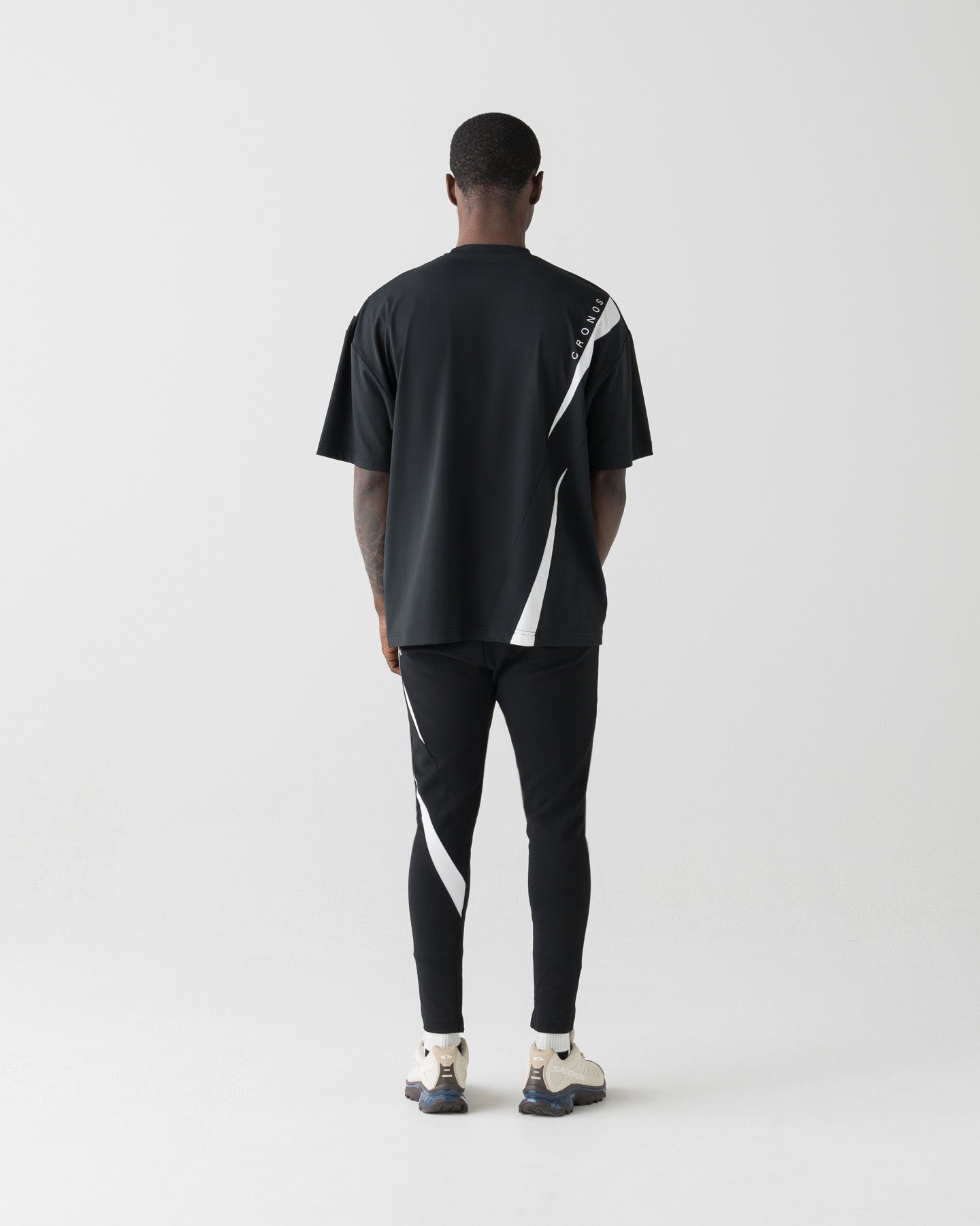CRONOS GEOMETRIC LINE SKINNY PANTS【BLACK】