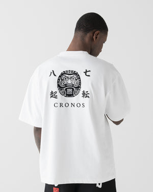 CRONOS TOMOSHIBI 系列 達摩刺繡短袖T恤【白色】