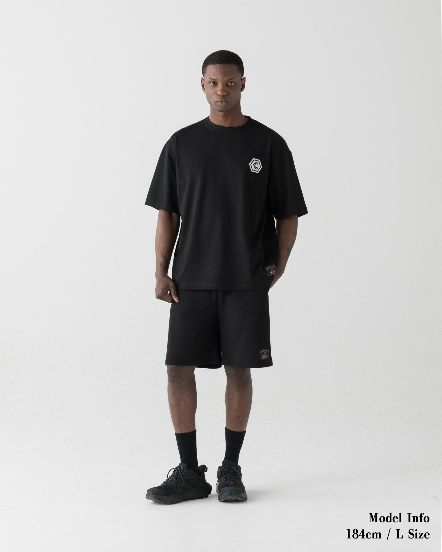 CRONOS TOMOSHIBI SERIES LOGO EMBROIDERY SHORTS【BLACK】