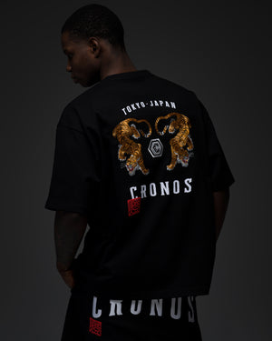 CRONOS TOMOSHIBI 系列 老虎刺繡短袖上衣【白色】