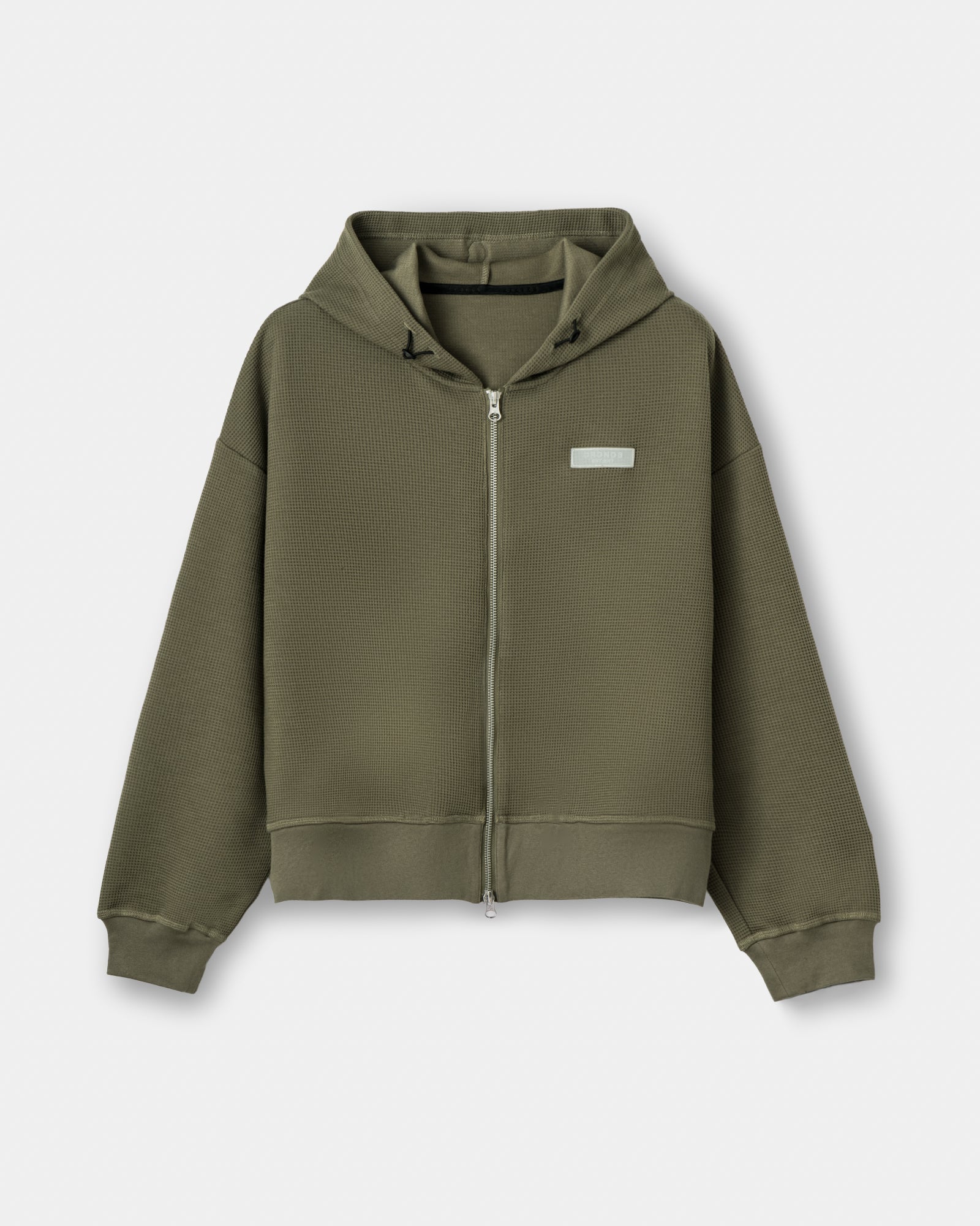 CRONOS WOMEN SHAPE CROPPED ZIP HOODIE【KHAKI】