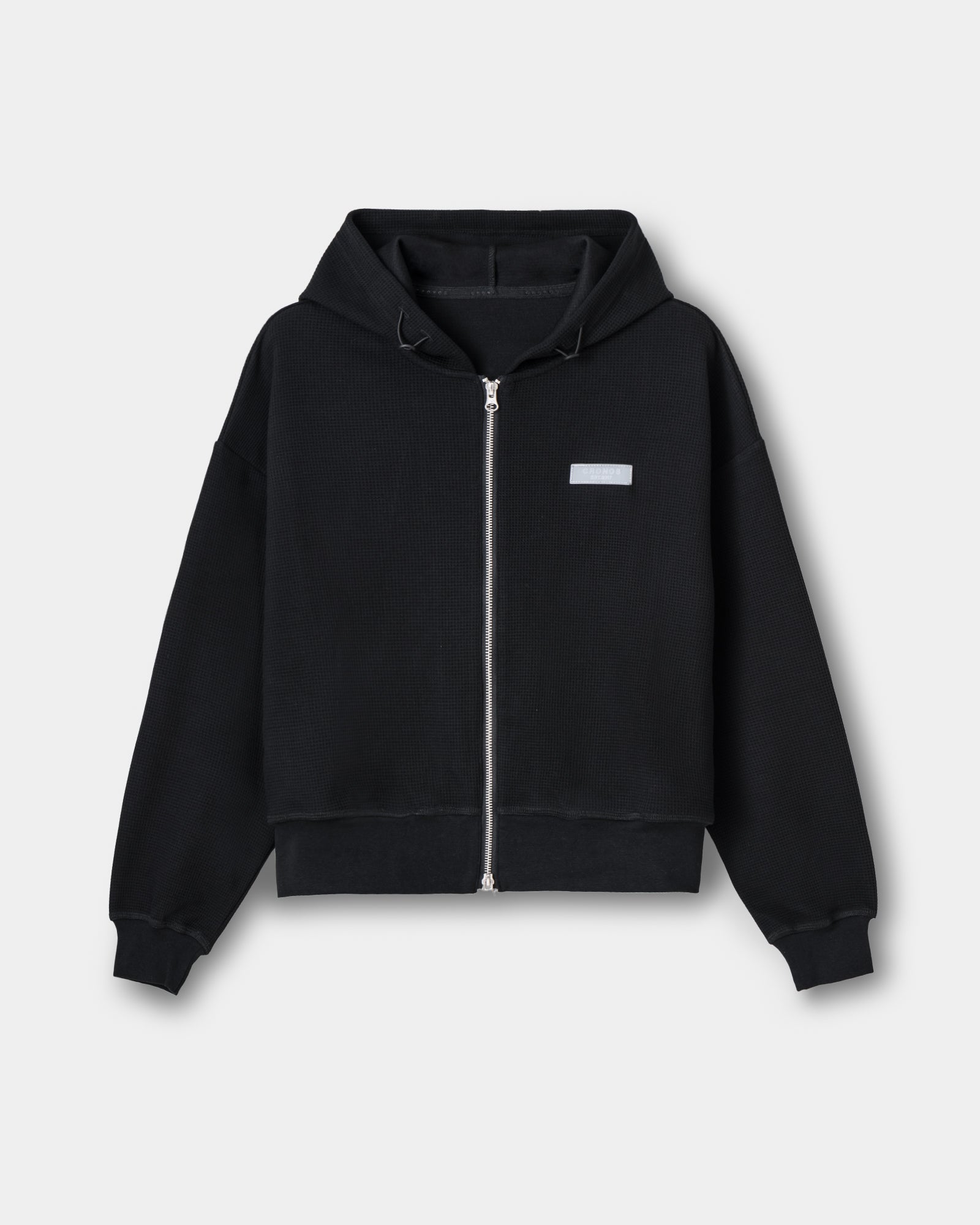 CRONOS WOMEN SHAPE CROPPED ZIP HOODIE【BLACK】