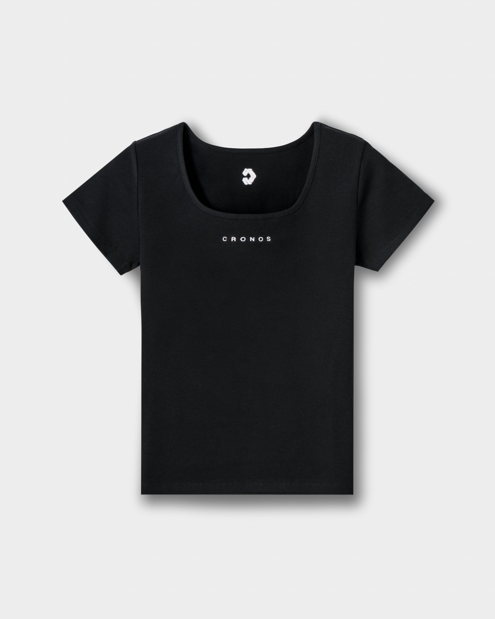 CRONOS WOMEN SQUARE NECK T-SHIRT【BLACK】