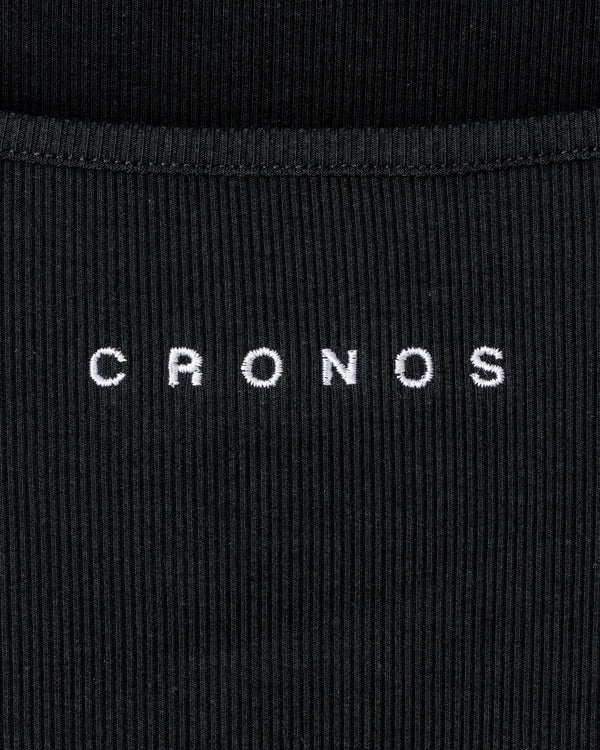 CRONOS 女款方領T恤【黑色】