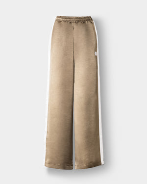 CRONOS WOMEN LOOSE SATIN PANTS【BROWN】