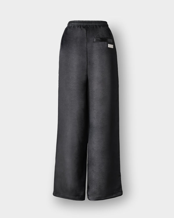 CRONOS WOMEN LOOSE SATIN PANTS【BLACK】