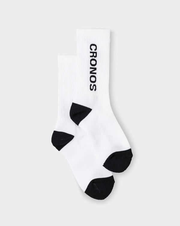 CRONOS WOMEN LOGO 中筒襪【白色】