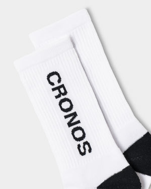 CRONOS WOMEN LOGO 中筒襪【白色】