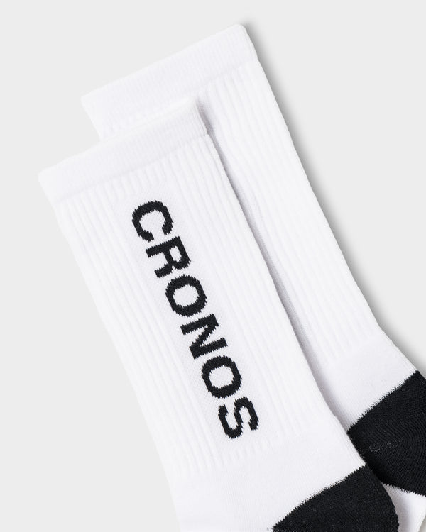 CRONOS WOMEN LOGO 中筒襪【白色】