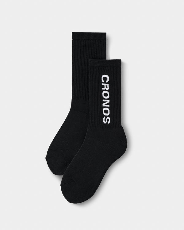 CRONOS WOMEN LOGO MID SOCKS【BLACK】