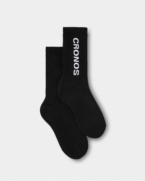 CRONOS WOMEN LOGO MID SOCKS【BLACK】