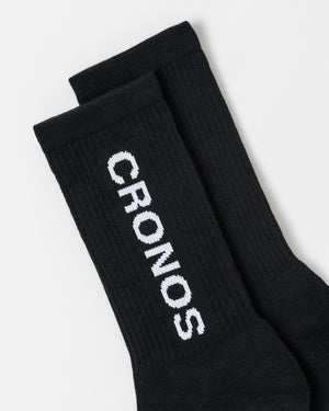 CRONOS WOMEN LOGO MID SOCKS【BLACK】