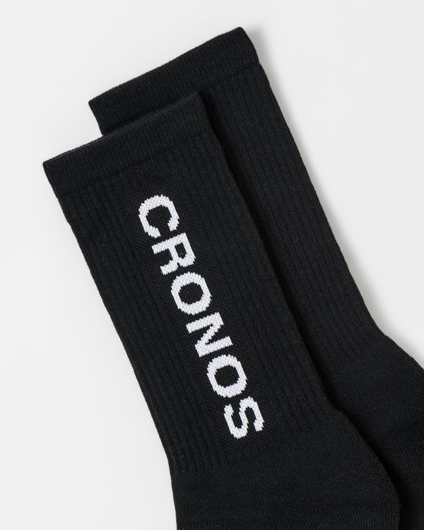 CRONOS WOMEN LOGO MID SOCKS【BLACK】