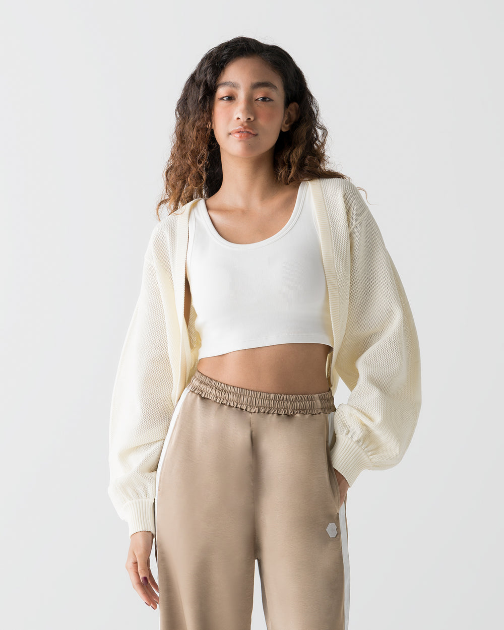 CRONOS WOMEN LIGHT MESH BOLERO【WHITE】