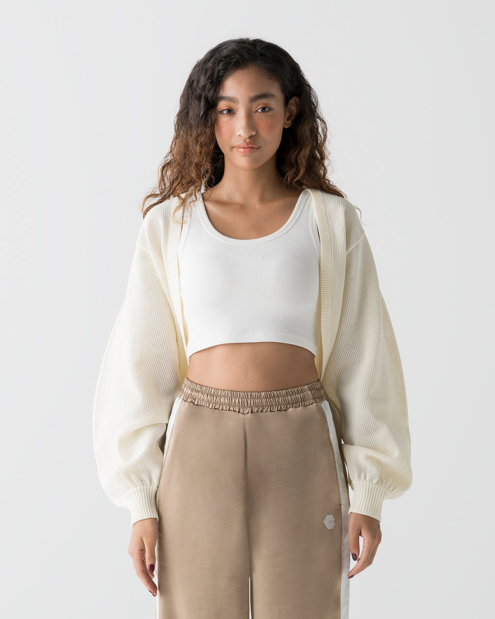 CRONOS WOMEN LIGHT MESH BOLERO【WHITE】