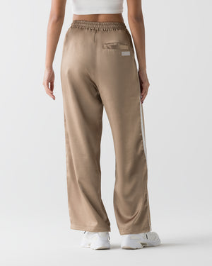 CRONOS WOMEN LOOSE SATIN PANTS【BROWN】