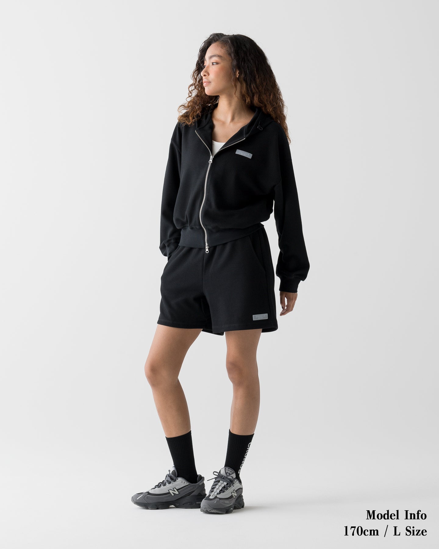 クロノス CRONOS フリース ショート ボア パーカー 裾ロゴ ブラック S CRONOS BALANCE TOUCH HOODIE【BLACK】