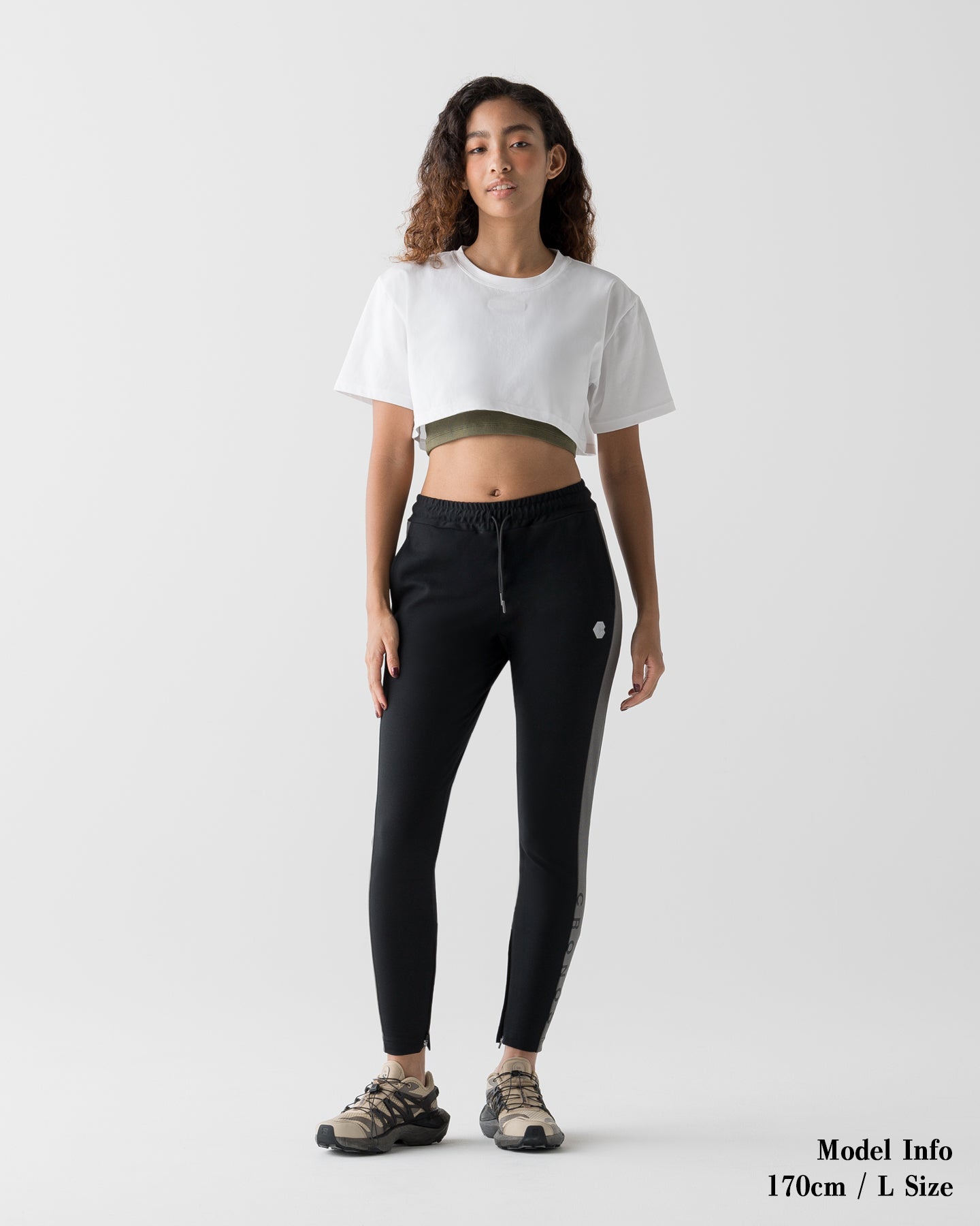 CRONOS WOMEN COOL FIT SKINNY PANTS【BLACK×GRAY】