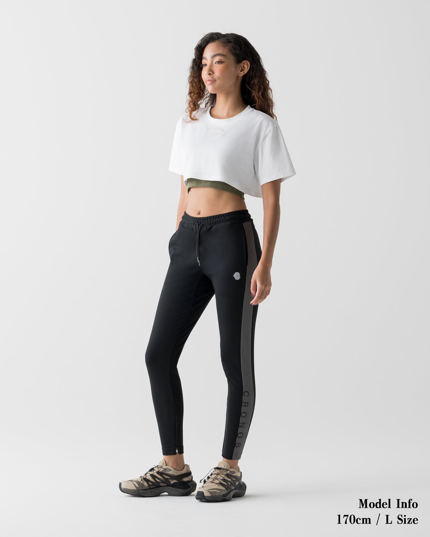 CRONOS WOMEN COOL FIT SKINNY PANTS【BLACK×GRAY】