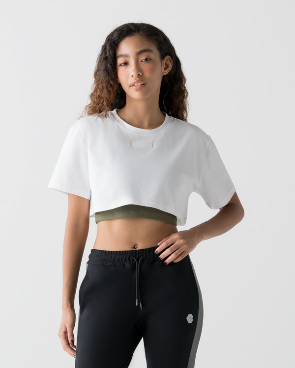 CRONOS WOMEN ALLDAY CROPPED T-SHIRT【WHITE】