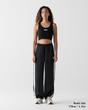 CRONOS WOMEN LOOSE SATIN PANTS【BLACK】