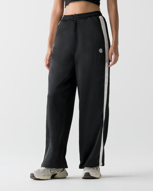 CRONOS WOMEN LOOSE SATIN PANTS【BLACK】