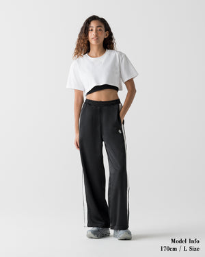 CRONOS WOMEN LOOSE SATIN PANTS【BLACK】