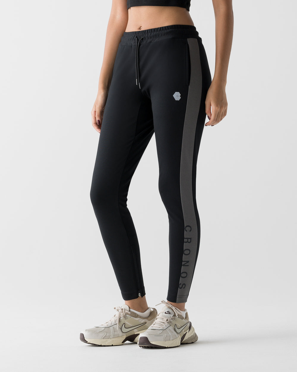 CRONOS WOMEN COOL FIT SKINNY PANTS【BLACK×GRAY】