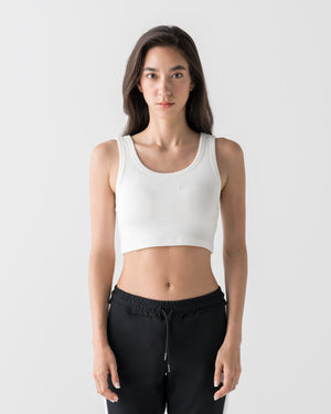 CRONOS WOMEN FIT CROPPED TANK TOP【WHITE】