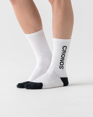 CRONOS WOMEN LOGO MID SOCKS【WHITE】