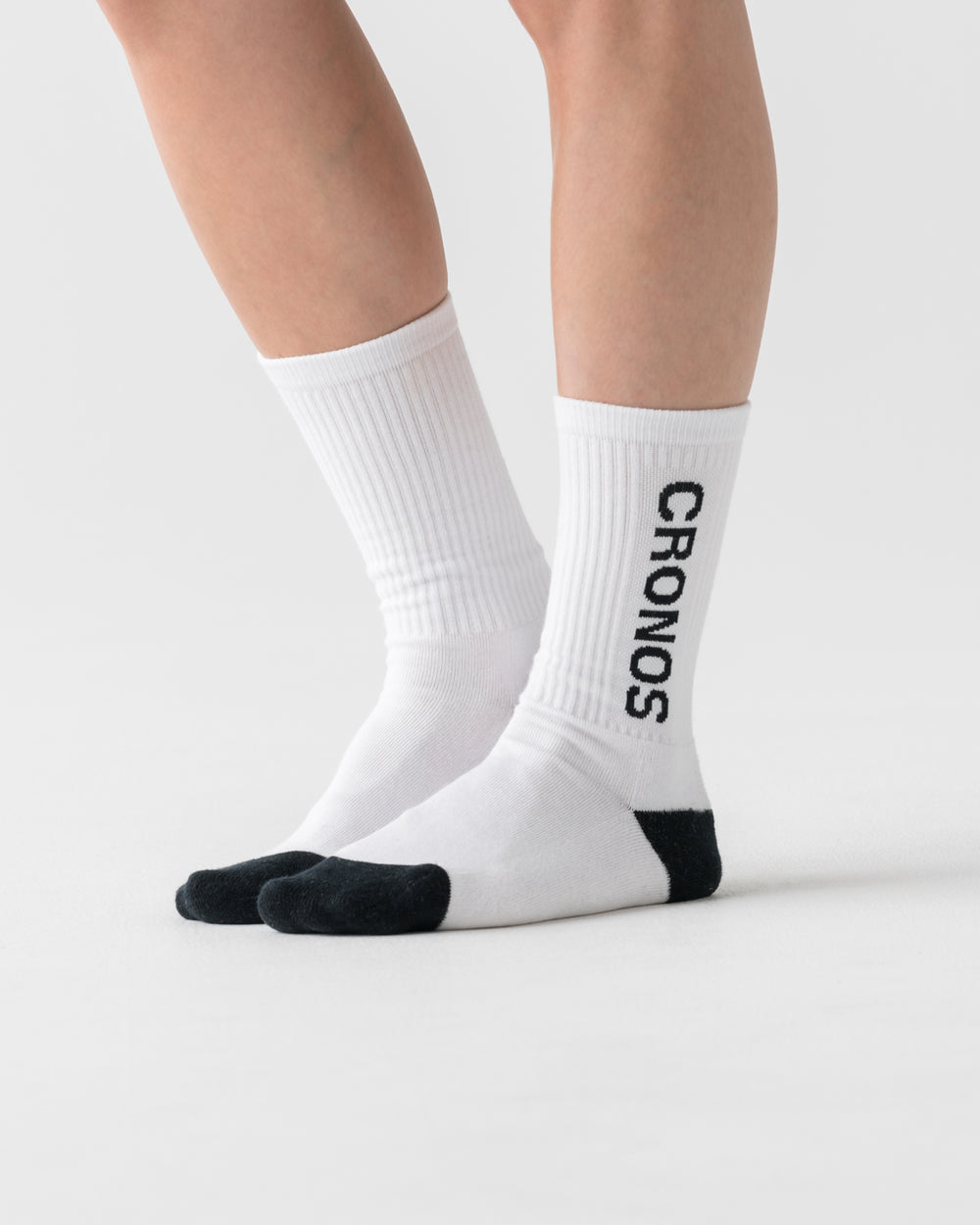 CRONOS WOMEN LOGO MID SOCKS【WHITE】
