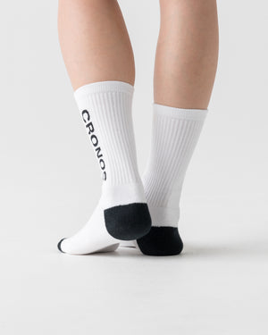 CRONOS WOMEN LOGO 中筒襪【白色】