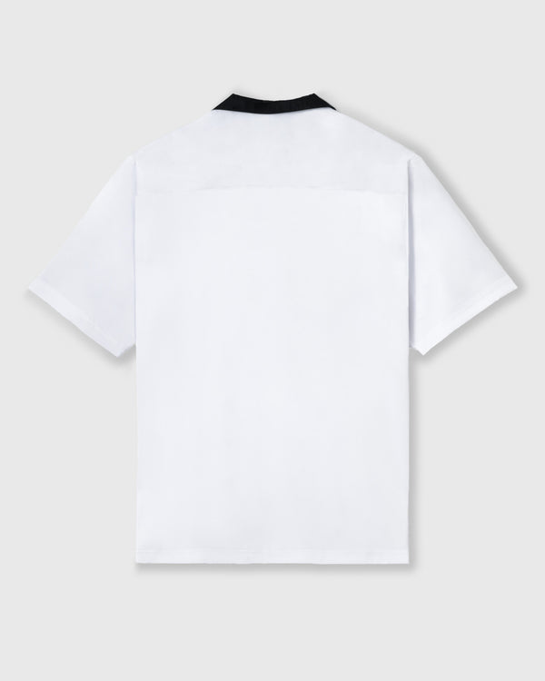 CRONOS SCRIPT SATIN OPEN COLLAR SHIRT【WHITE】