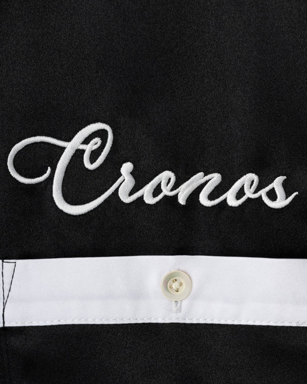 CRONOS SCRIPT SATIN OPEN COLLAR SHIRT【BLACK】