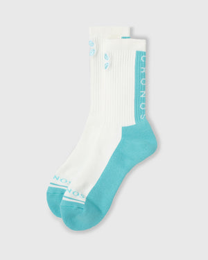 CRONOS AIRFLOW BOX LOGO SOCKS【白色x藍綠色】