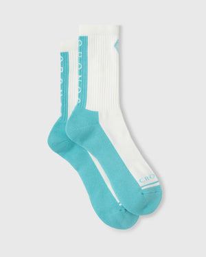 CRONOS AIRFLOW BOX LOGO SOCKS【白色x藍綠色】