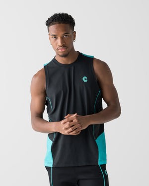 CRONOS SWITCH COOL TOUCH SLEEVELESS【BLACK×T.BLUE】