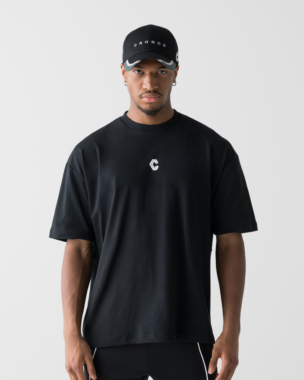 CRONOS AIR FLOW BOX LOGO S/S TEE【BLACK】