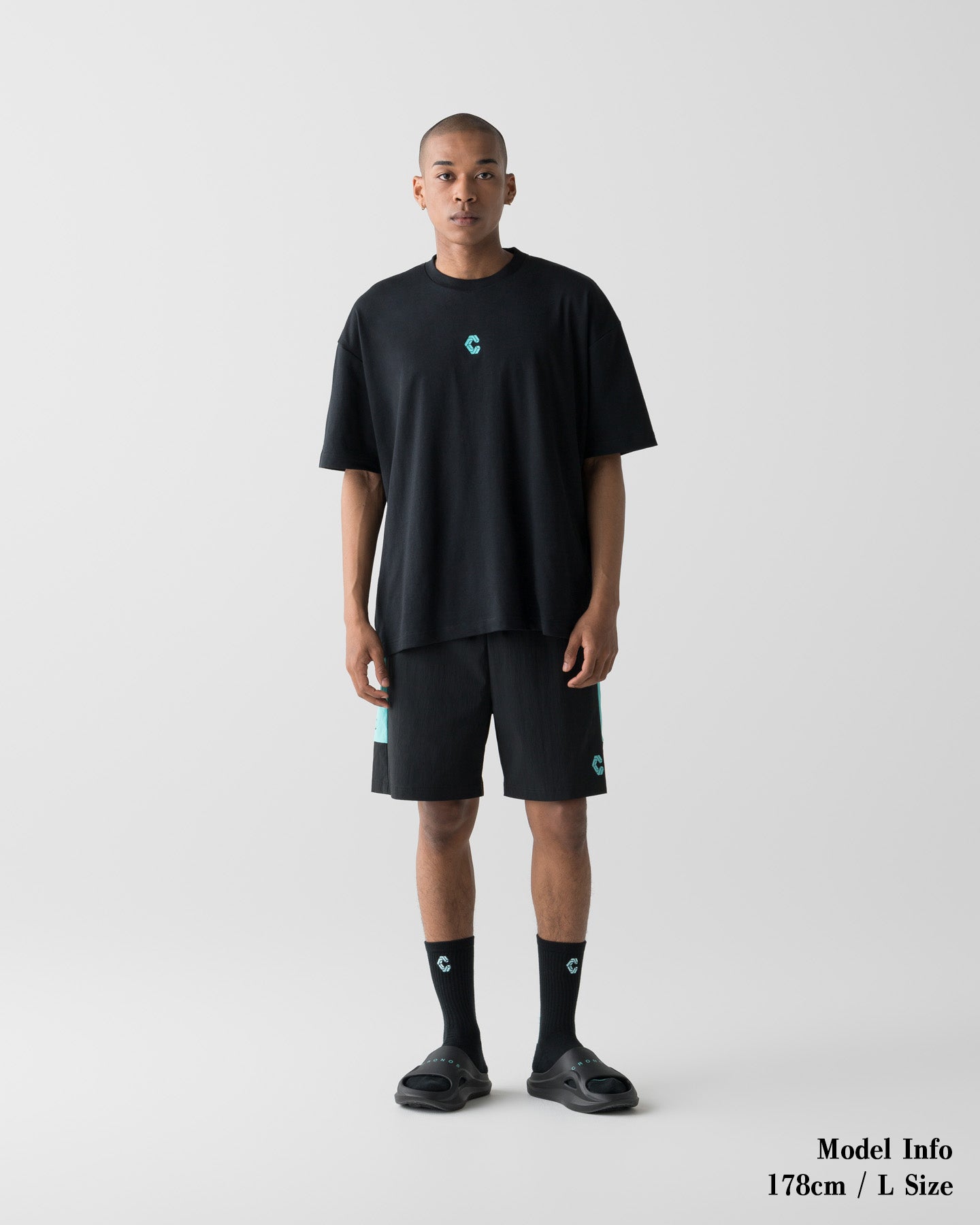 CRONOS AIRFLOW BOX LOGO SHORTS【BLACK×T.BLUE】