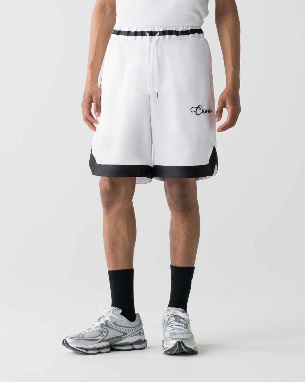 CRONOS SCRIPT SATIN  SHORTS【WHITE】