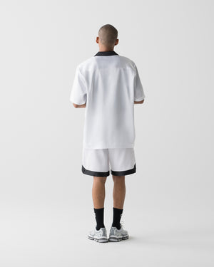 CRONOS SCRIPT SATIN OPEN COLLAR SHIRT【WHITE】