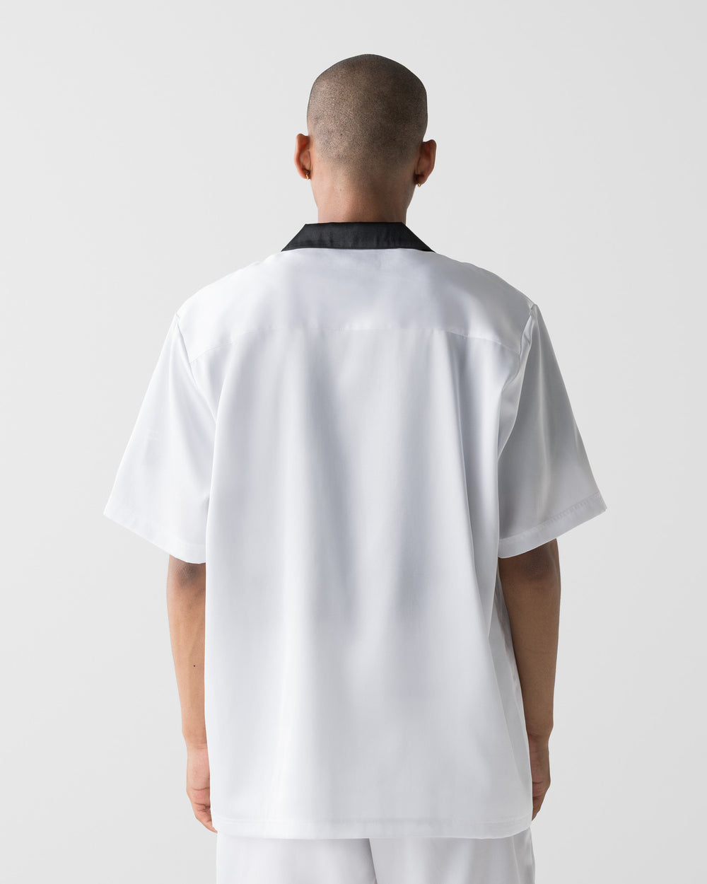 CRONOS SCRIPT SATIN OPEN COLLAR SHIRT【WHITE】
