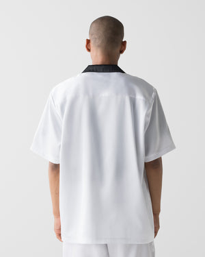 CRONOS SCRIPT SATIN OPEN COLLAR SHIRT【WHITE】