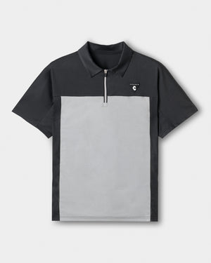 CRONOS BLACK DUAL TONE HALF ZIP POLO【BLACK×GRAY】