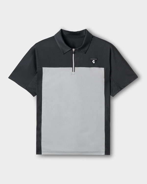 CRONOS BLACK DUAL TONE HALF ZIP POLO【BLACK×GRAY】
