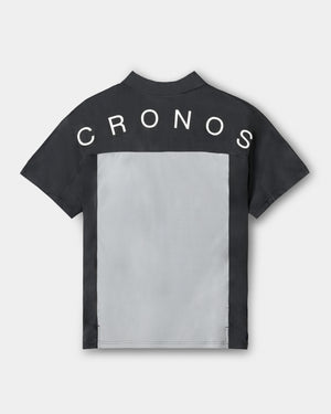 CRONOS BLACK DUAL TONE HALF ZIP POLO【BLACK×GRAY】