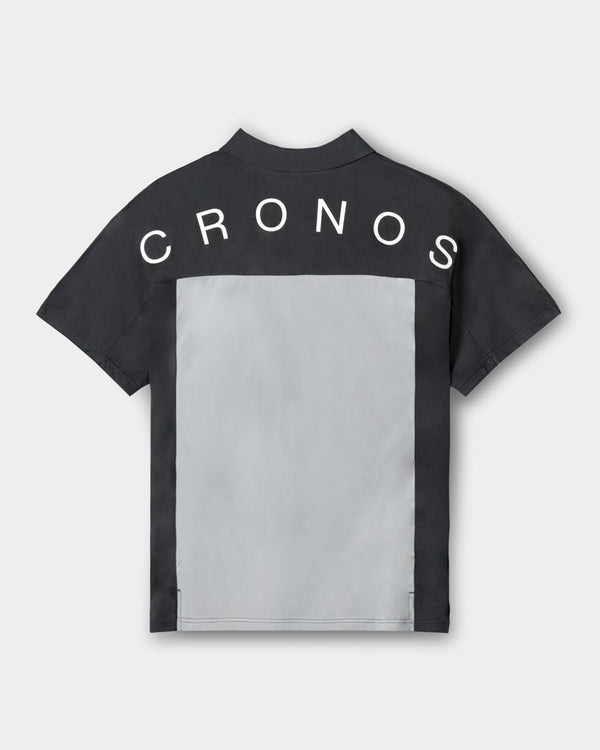 CRONOS BLACK DUAL TONE HALF ZIP POLO【BLACK×GRAY】
