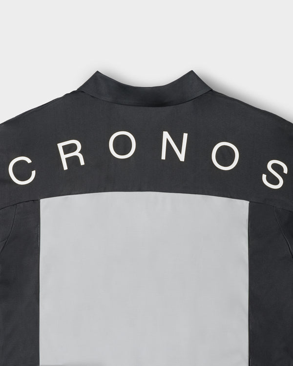 CRONOS BLACK DUAL TONE HALF ZIP POLO【BLACK×GRAY】