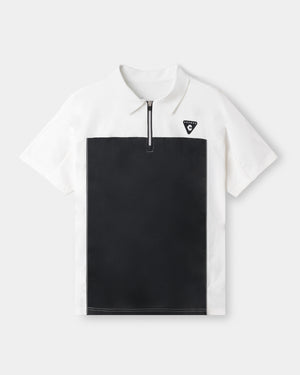 CRONOS BLACK DUAL TONE HALF ZIP POLO【WHITE×GRAY】