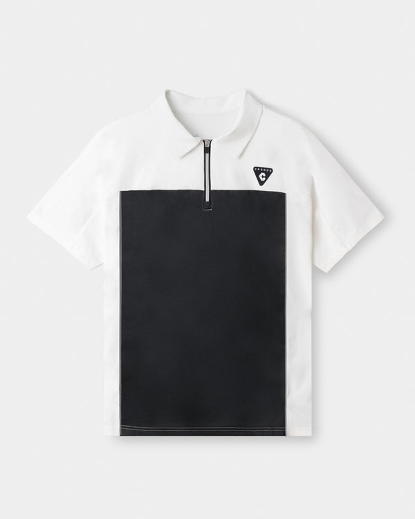 CRONOS BLACK DUAL TONE HALF ZIP POLO【WHITE×GRAY】